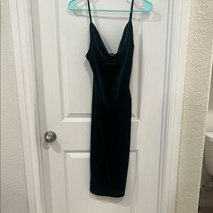 LULUS Cowl Neck Green Velvet Dress